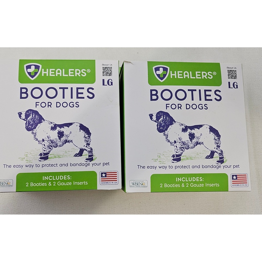 Healers Dog Booties Size Large with Gauze Inserts Medical‎ Paw Protection 2 pack